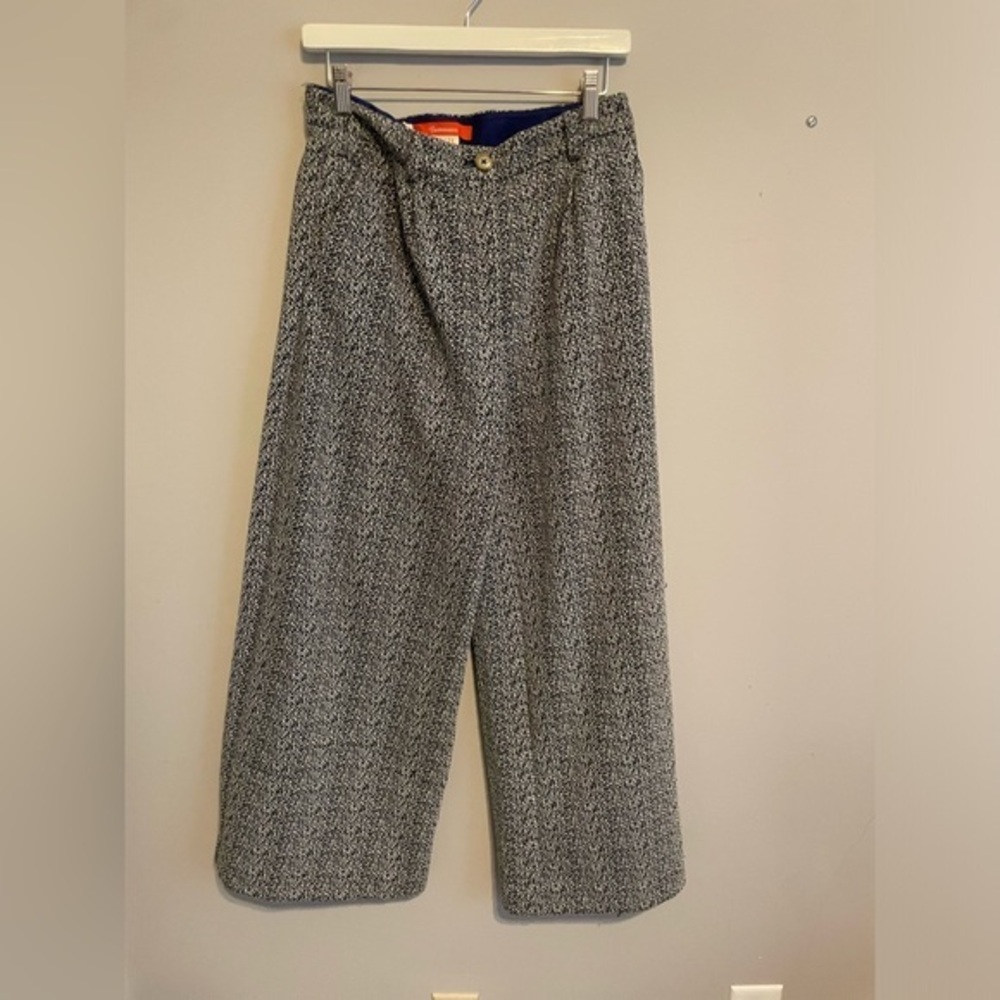 Cartonnier High Waisted Tweed Pants with Pleats, Pockets and‎ Full Legs size 4